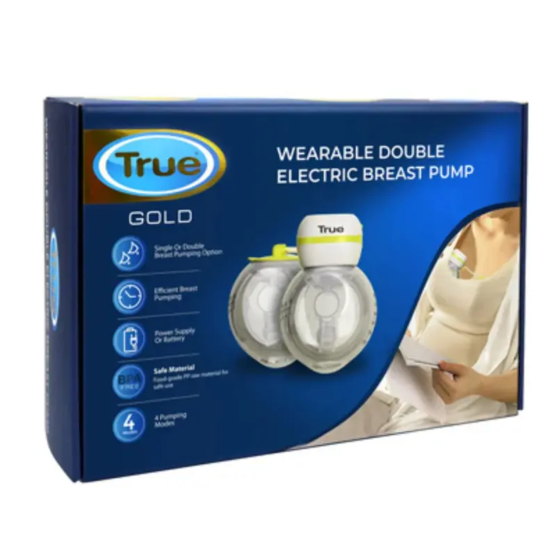 True Gold Wearable Double Electric Breast Pump - 4 Modes & 9 Suction Levels