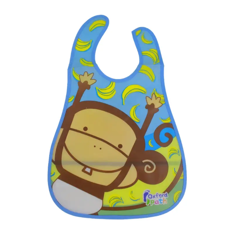 Baby Bib  Blue with Cute Monkey Design
