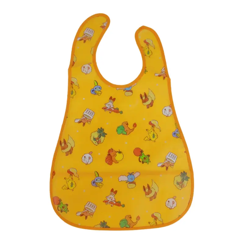 Baby Bib  Orange with Cute Animals Design