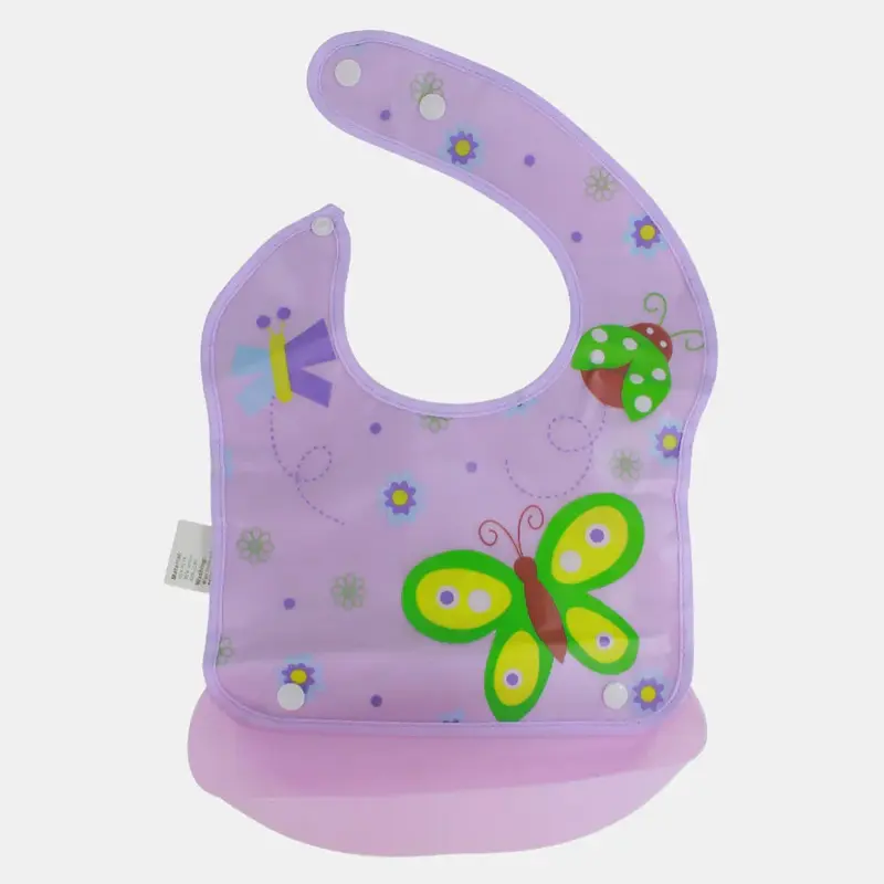 Baby Bib  Purple with Butterfly Design