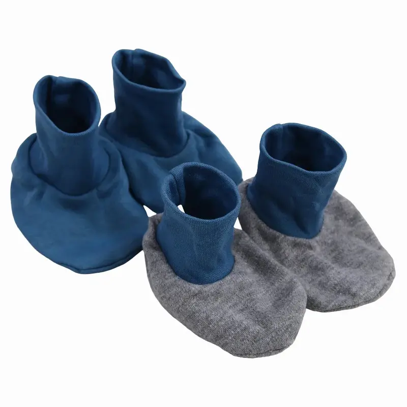 Baby Boys Cotton Footies  Indigo & Grey (2Pcs)