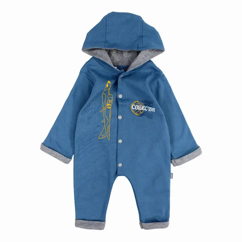 Baby Boys Cotton Footless Onesie - Indigo with COLLECTOR Print