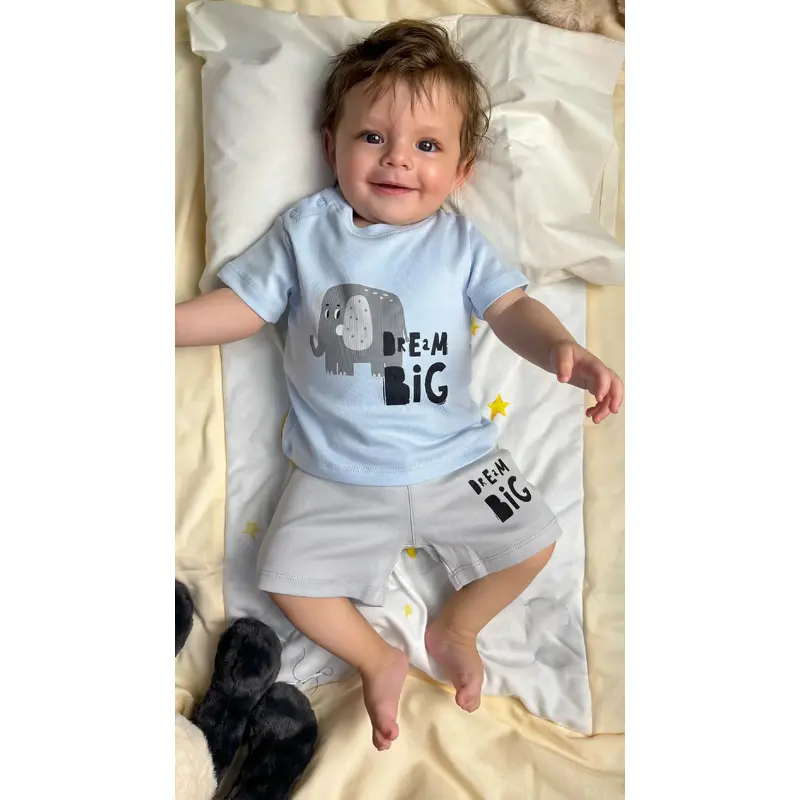 Baby Boys Cotton Pajama Set  Baby Blue "Dream Big" Print