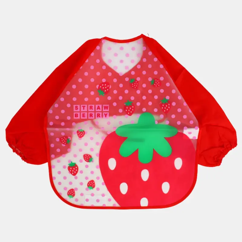 Baby Long-Sleeved Bib  Red Strawberry Design