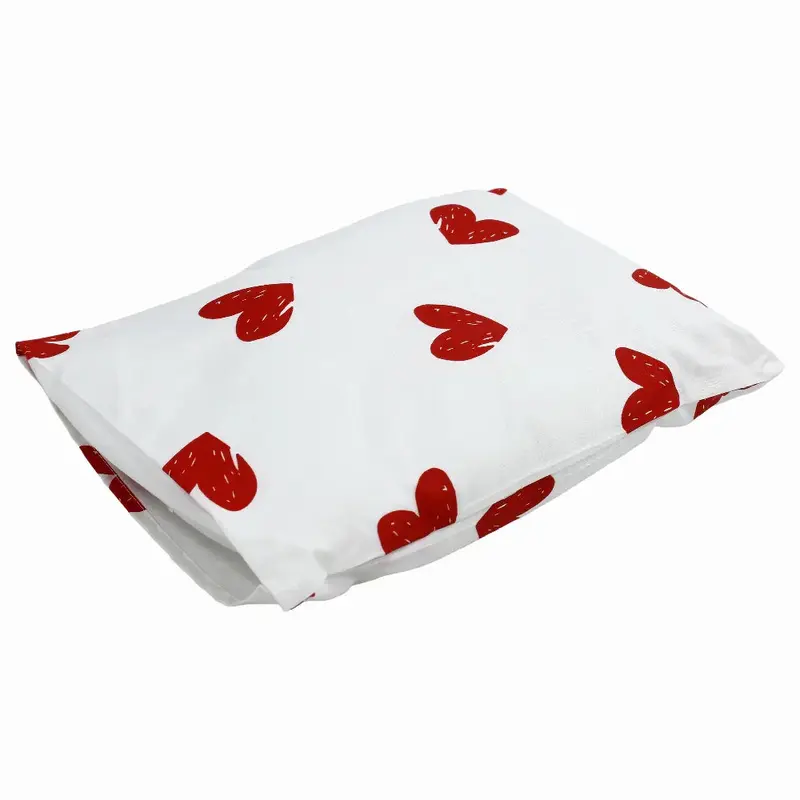 Baby Pillow with Pillowcase  Off White with Red Hearts Design