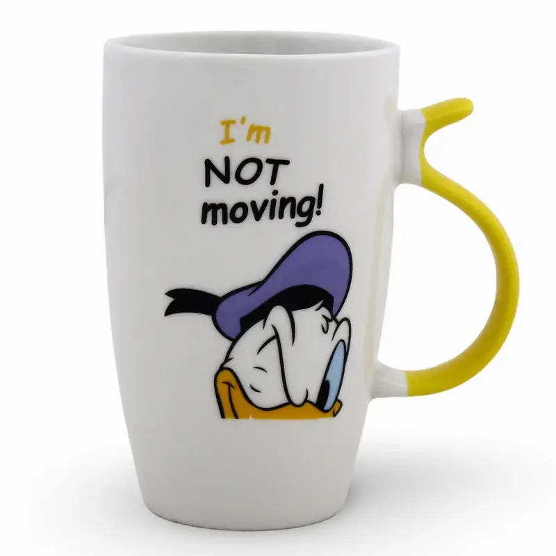 Clay Mug  Yellow Handle & Donald Duck Design