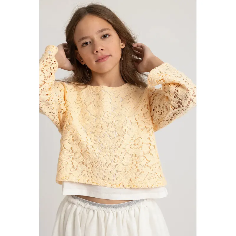 Girls Lace Blouse  Beige