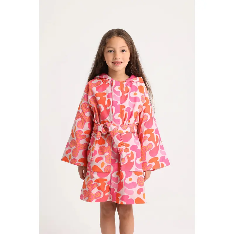Girls Swim Robe  Multicolored Fun Doodles Print