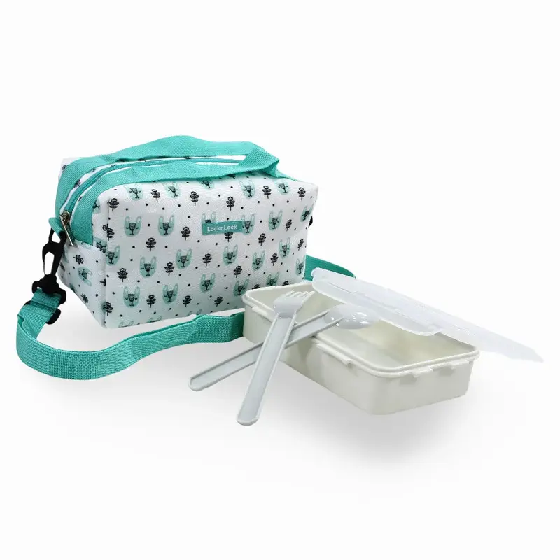 Lock 'n Lock Lunch Box with a Lunch Bag  White & Mint