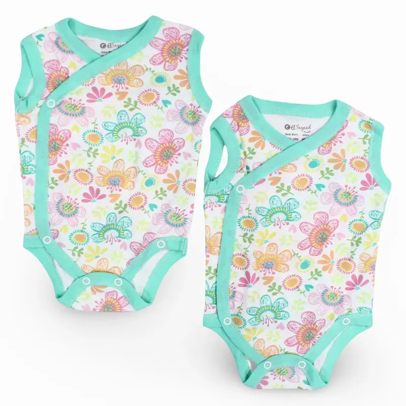 Pack Of 2  Unisex Plain Cotton Sleevelees Underwear Bodysuit