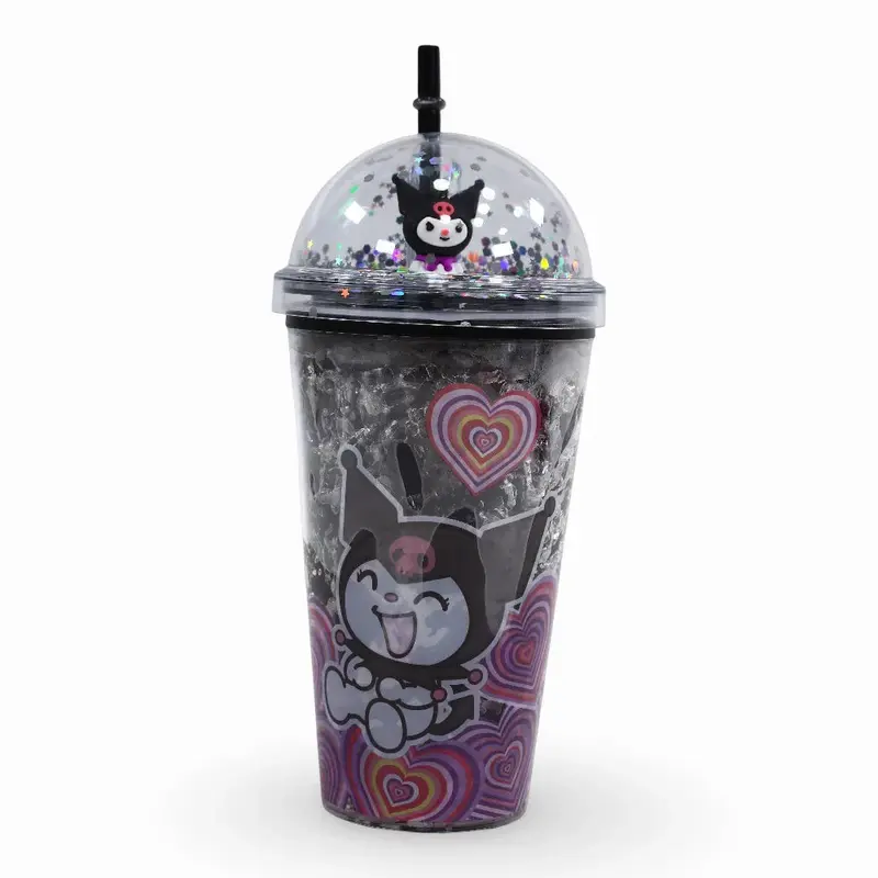 Porcelain Mug with Straw  Black with Kuromi Design