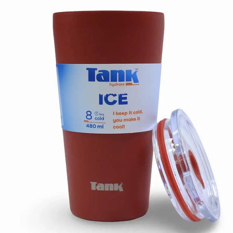 Tank Ice Insulated Stainless Steel Travel Cup 480ml  Cherry Cola