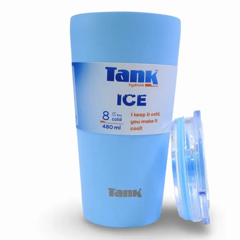 Tank Ice Insulated Stainless Steel Travel Cup 480ml  Crystal Blue