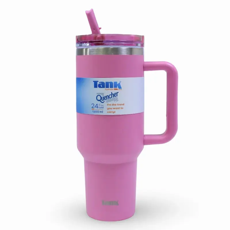 Tank Quencher Insulated Stainless Steel Travel Mug 1200ml  Hot Pink