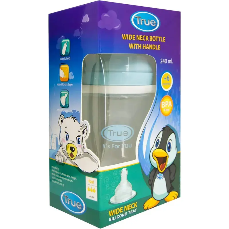 True Bottle with Handle 240ml 6m+  Blue