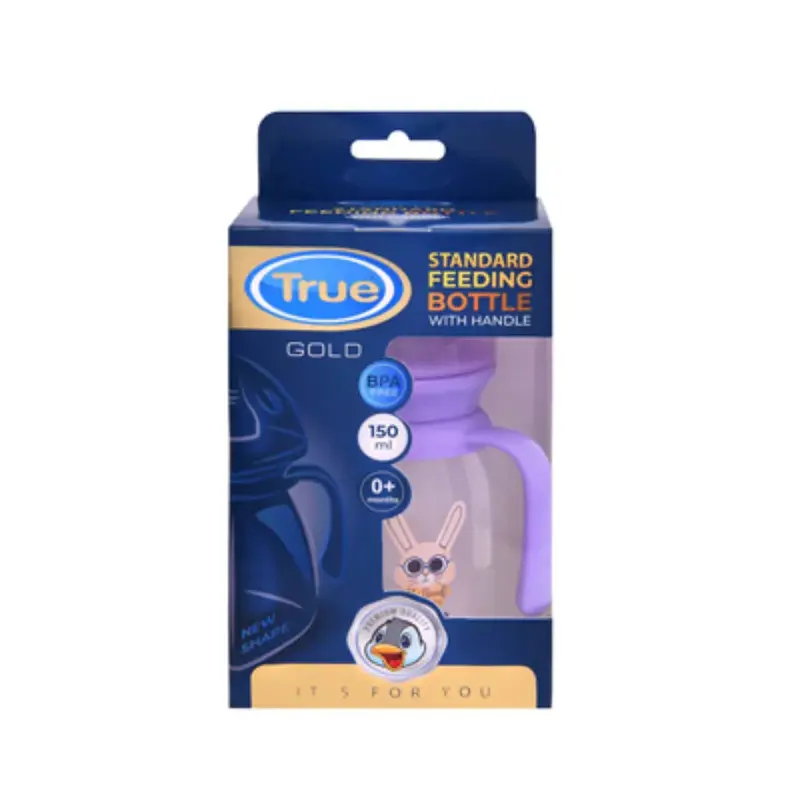 True Gold Standard Feeding Bottle with Handles 150ml 0+  Purple