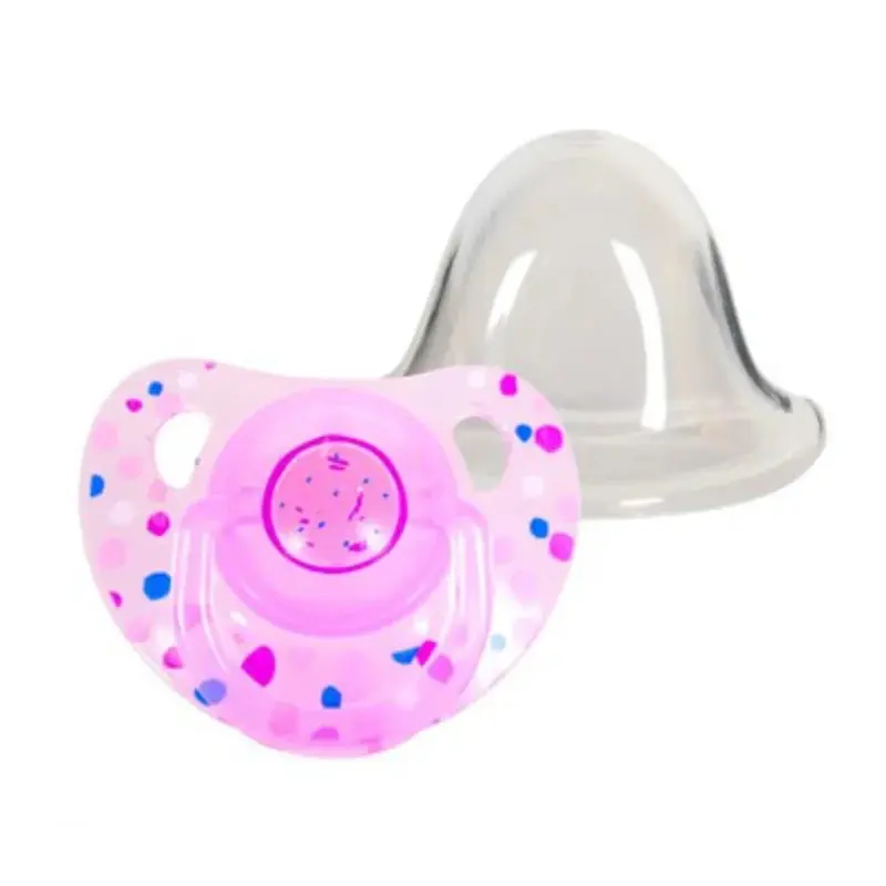 True Silicone Round Pacifier with Shield 06m  Pink