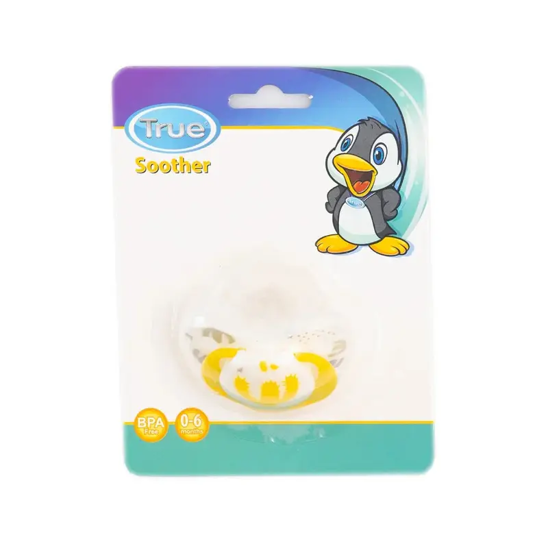 True Silicone Soother 0-6m  Yellow