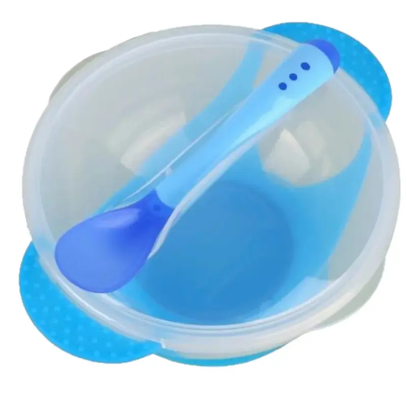 True Stuck Transparent Plate with Spoon  Blue