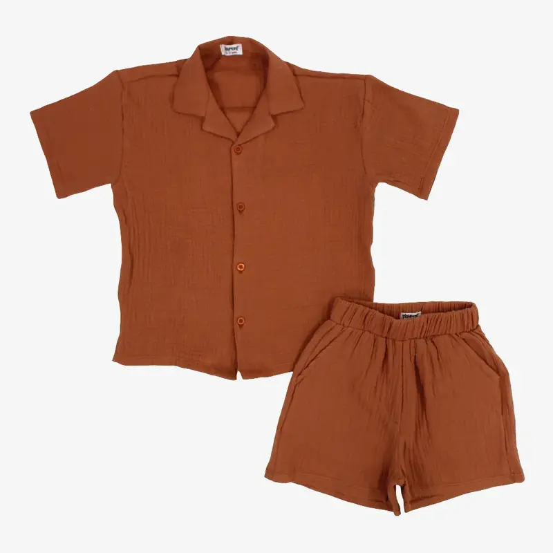 Unisex Cotton 2-Piece Outfit Set  Brick