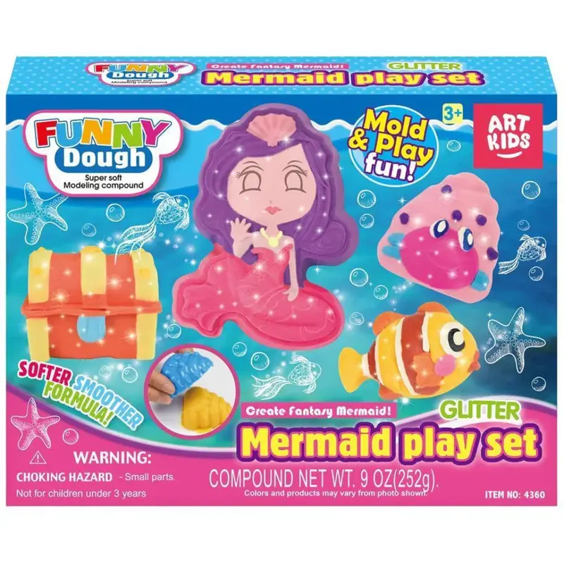 Art Kids Funny Dough Glitter Mermaid Play Set