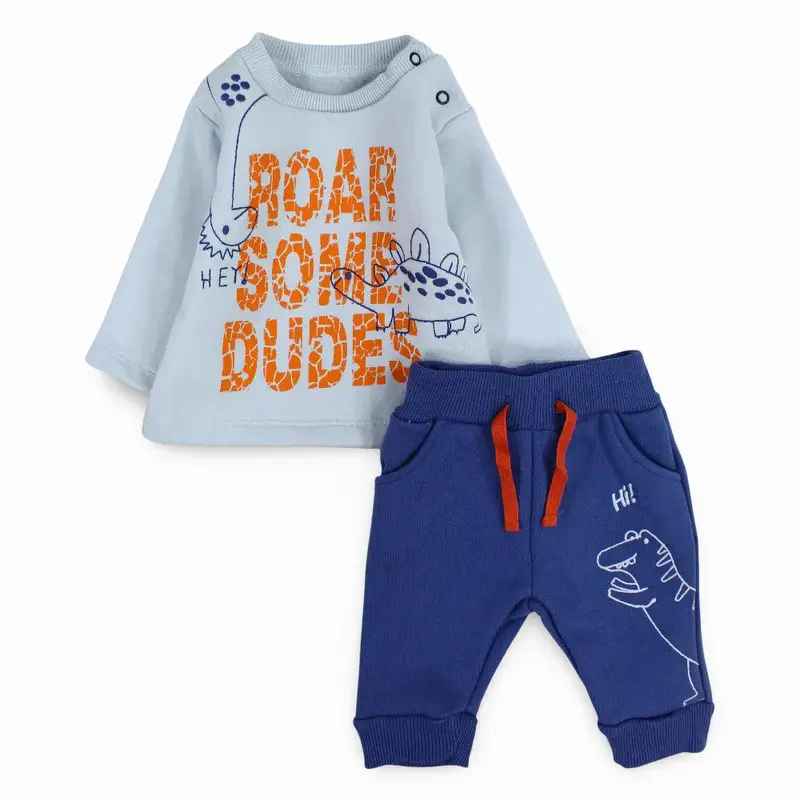 Baby Boys Cotton Pajama Set - Cute Dino Design