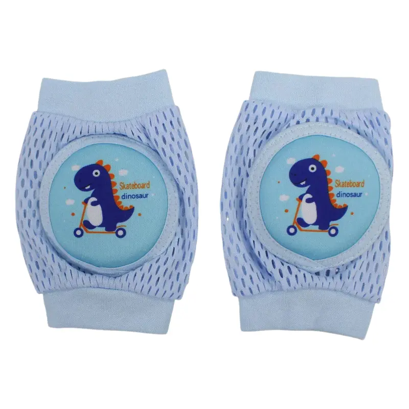 Baby Knee Mesh Pads  Light Blue with Dinosaur Design