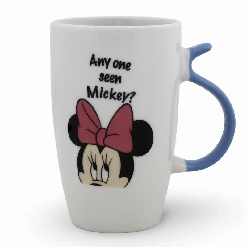 Clay Mug  Light Blue Handle & Minnie Mouse Design