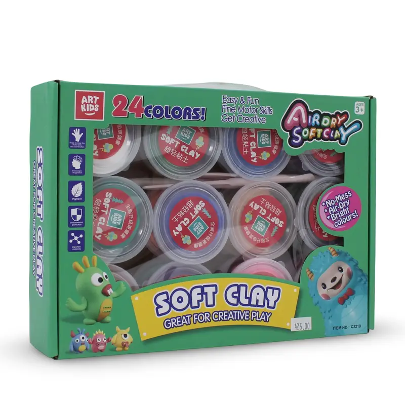 Art Kids Air Dry Soft Clay - 24 Colors