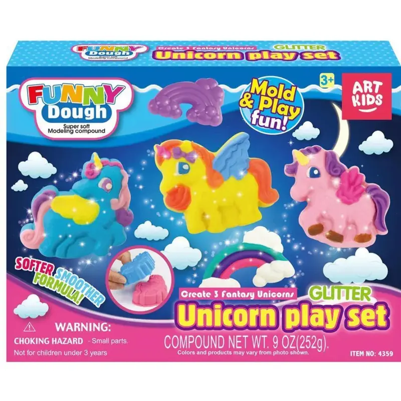 Art Kids Funny Dough Glitter Unicorn Play Set