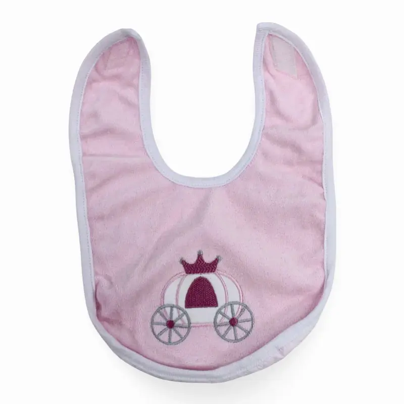 Baby Cotton Bib  Pink with a Royal Car Design