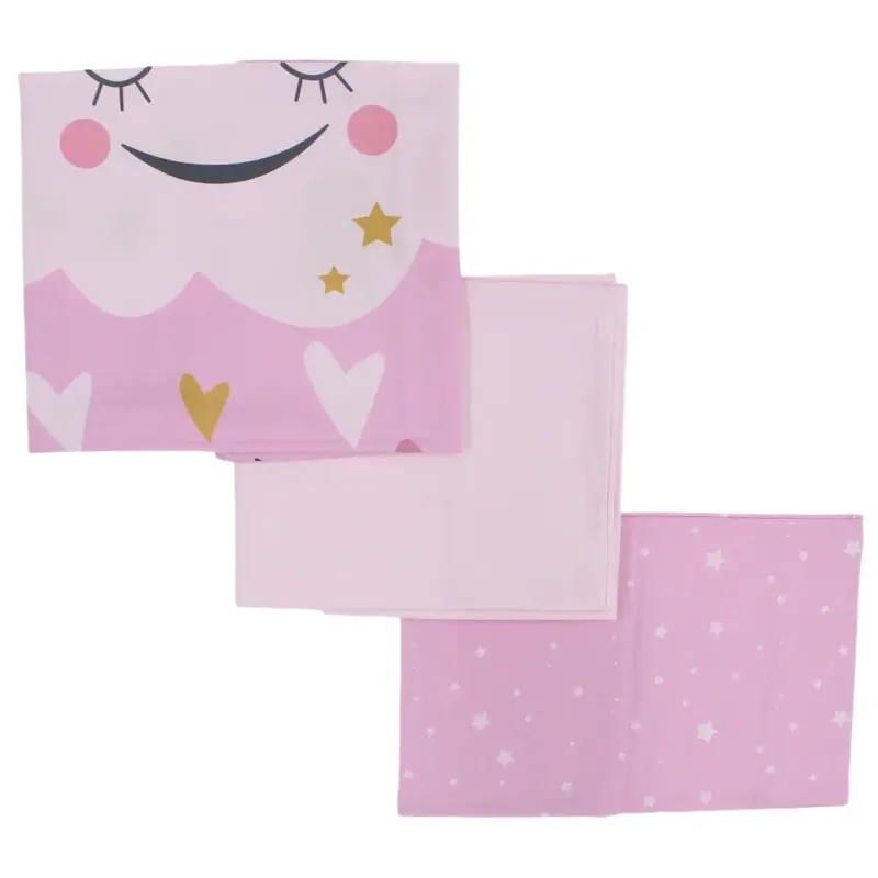 Baby Girls Bed Sheet Set  Cotton  Pink with Sweet Dreams Print