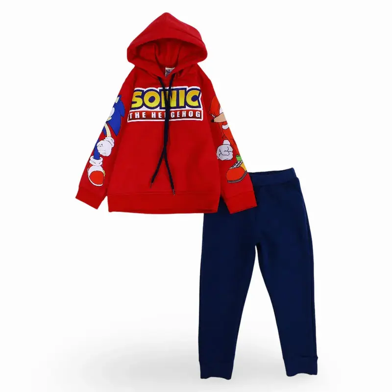 Boys Cotton Hooded Pajama Set  Sonic the Hedgehog Print