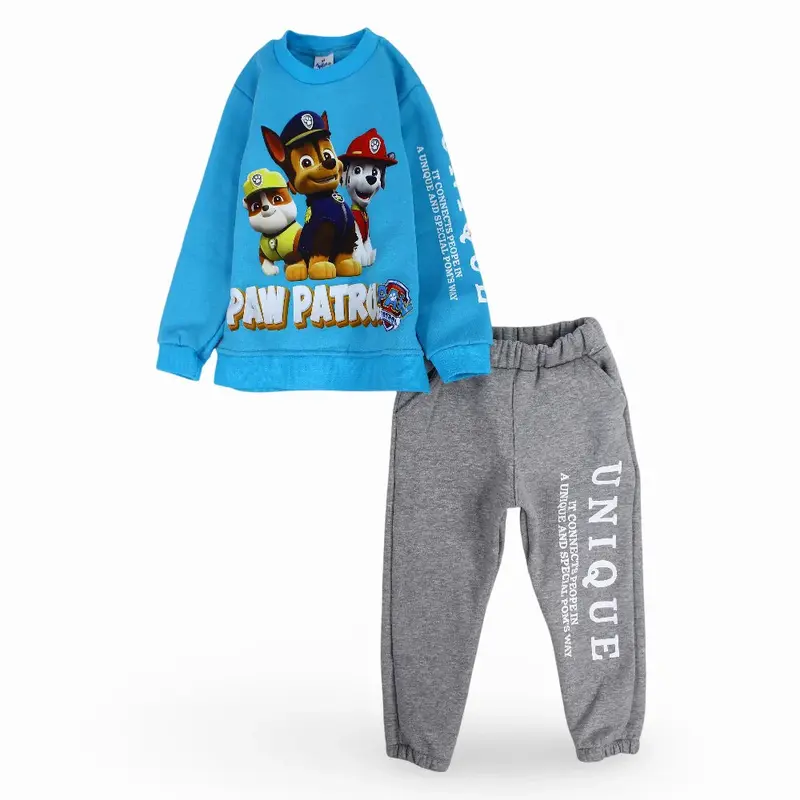 Boys Cotton Long-Sleeved Pajama Set  Turquoise with Paw Patrol Print