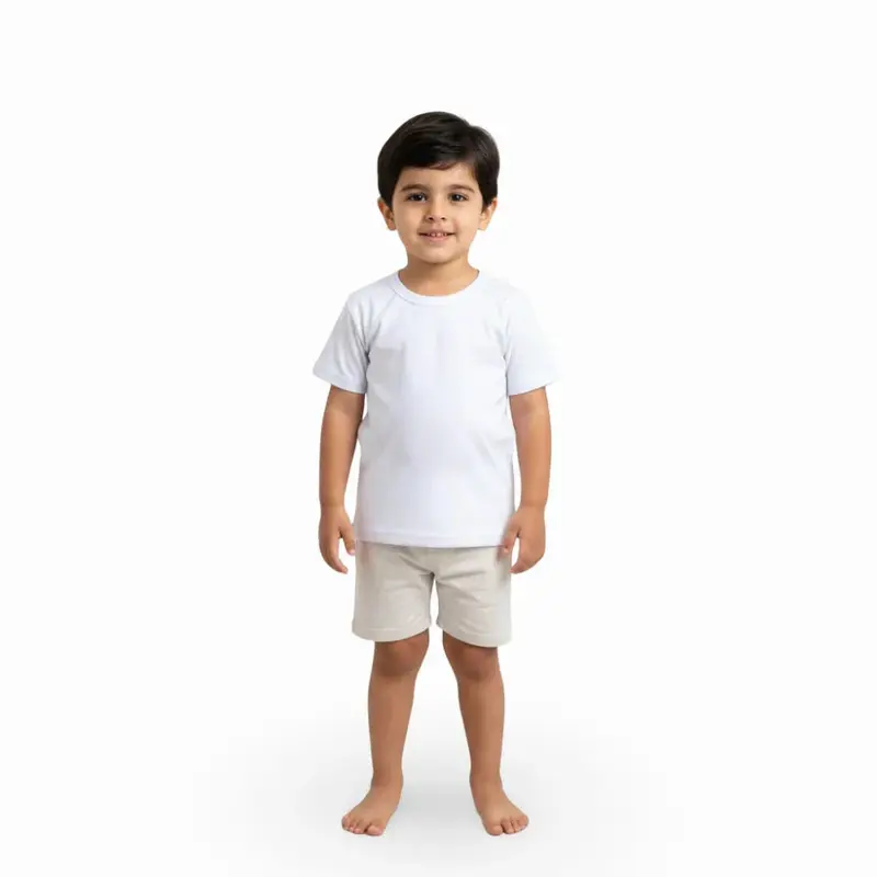 Boys Cotton Short-Sleeved Undershirt  White