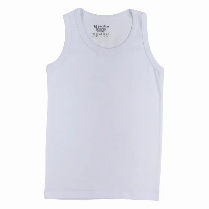 Boys Cotton Sleeveless Undershirt  White