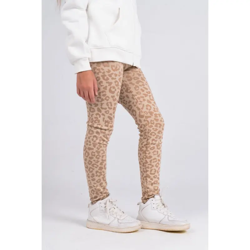 Girls Soft & Playful Leggings  Beige with Tiger Print