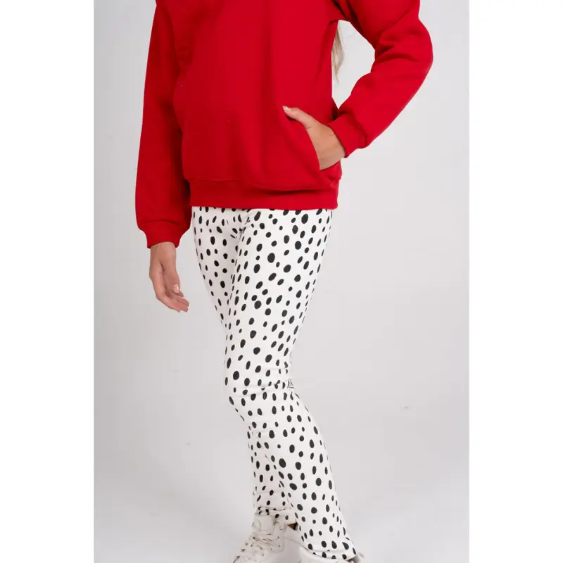 Girls Soft & Stylish Leggings  White with Dalmatian Dots
