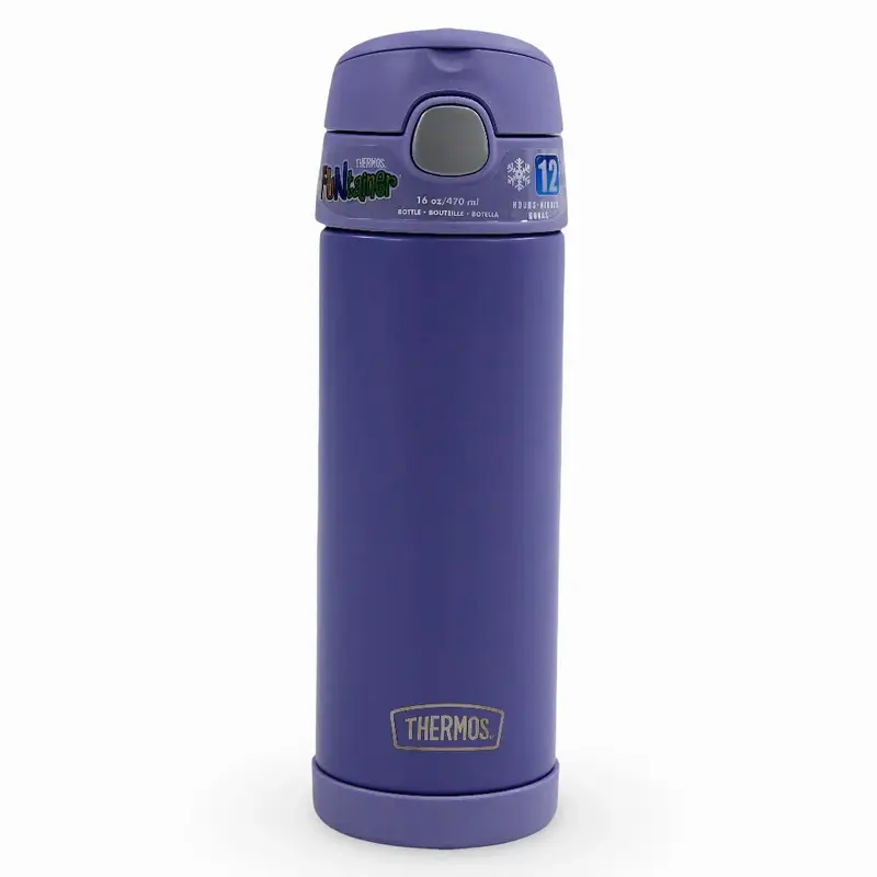 Thermos Stainless Steel Bottle with Straw 470ml  Purple