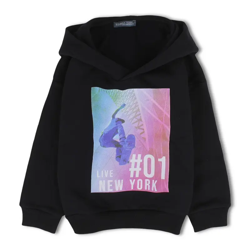 Unisex Cotton Hoodie  Black with New York Print
