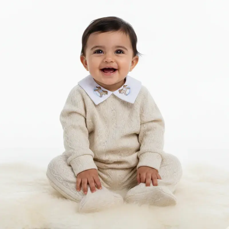 Baby Boys Cotton Baby Footie - Cute Horse Design