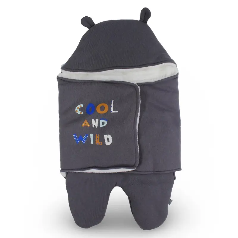Baby Boys Cotton Swaddle  Grey with Cool and Wild Design