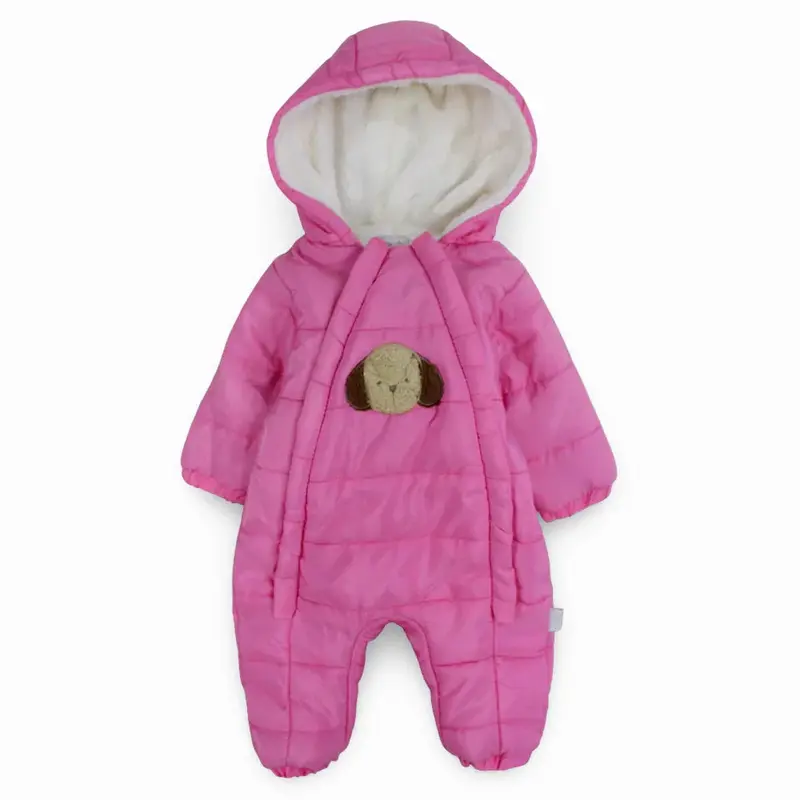 Baby Girls Waterproof Hooded Overall - Dog Face Design