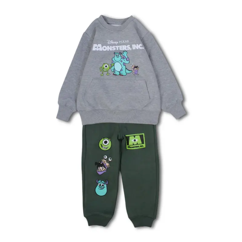 Boys Cotton Pajama Set  Grey/Olive with Monsters Inc. Design