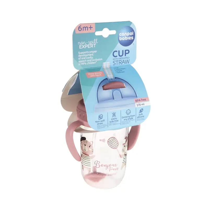 Canpol Babies Bonjour Paris Sports Cup 270ml  6M+ (Pink)