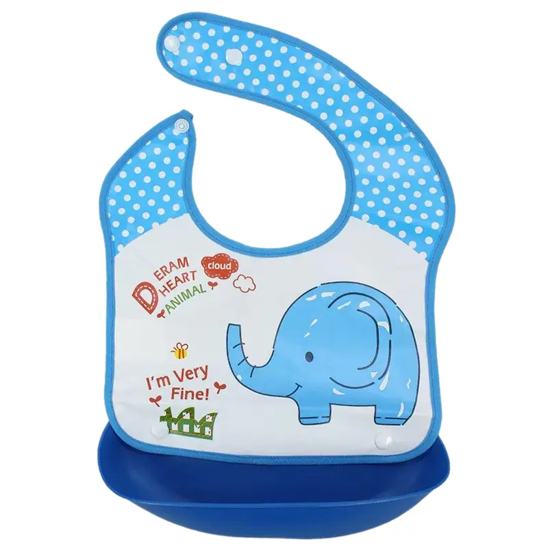 Elephant Bib With Silicone Pocket