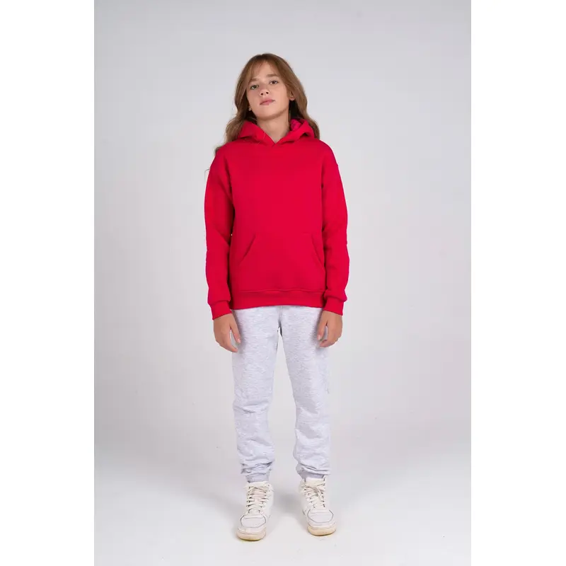 Girls Plain Cotton Hoodie  Fuchsia