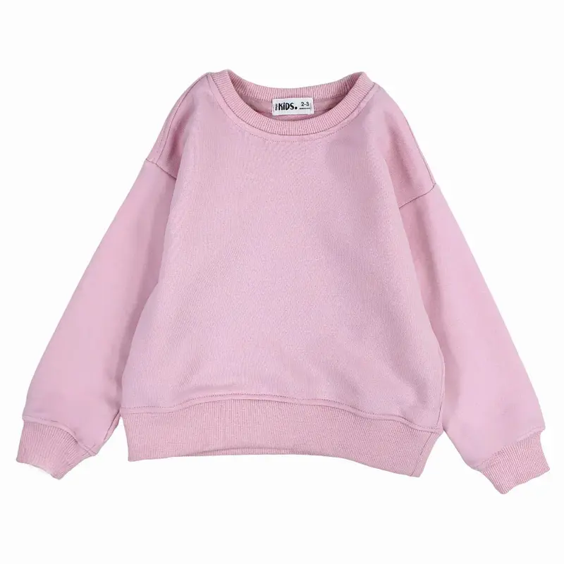 Girls Plain Cotton Sweatshirt  Pink