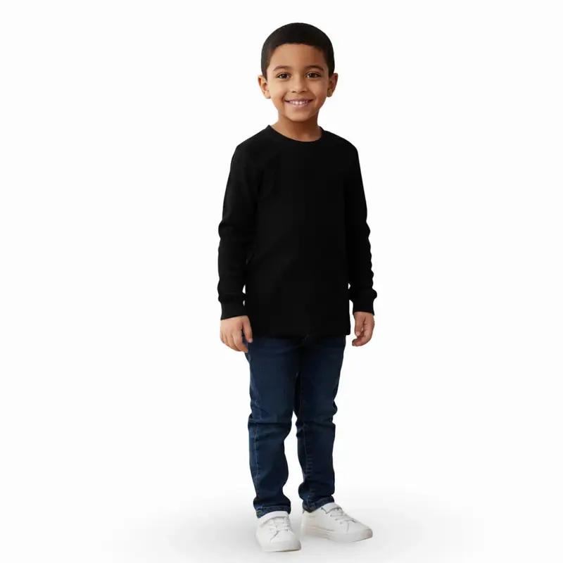 Pack of 2  Unisex Ribbed Long-Sleeved Thermal Top Black