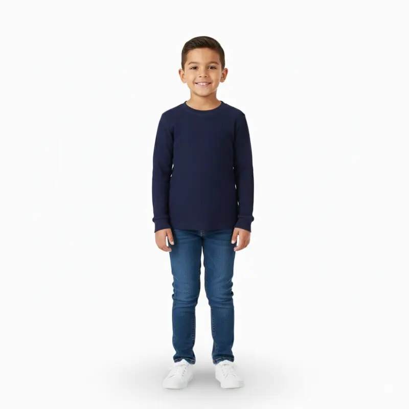 Pack of 2  Unisex Ribbed Long-Sleeved Thermal Top Navy